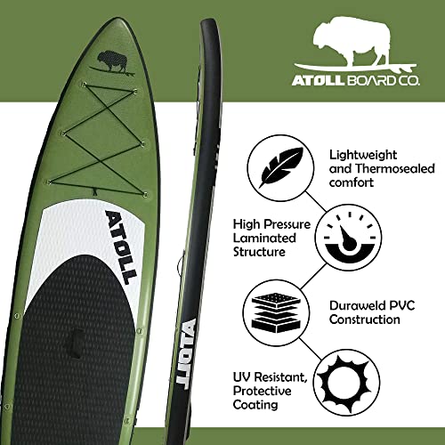 Atoll Inflatable Stand Up Paddle Board 11 Feet Army Green