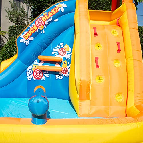 BANZAI Duck Blast Inflatable Water Park with Waterslide and Water Cannon Multi