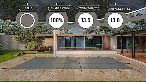 WaterWarden Heavy-Duty Solid Pool Safety Cover Solid Grey With Drain Panel
