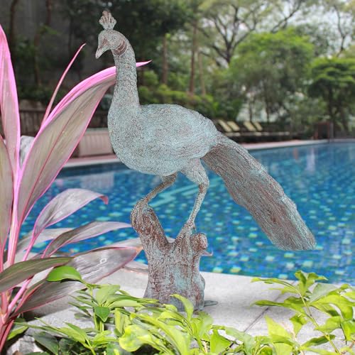Design Toscano Pleasant Peacock Cast Bronze Garden Statue Verdigris