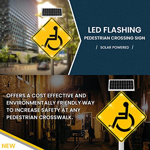 Generic 24'' Solar Powered LED Handicapped Crossing Sign Yellow