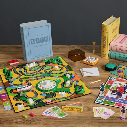 WS Game Company Vintage Bookshelf Board Games Collection Modern Burlap
