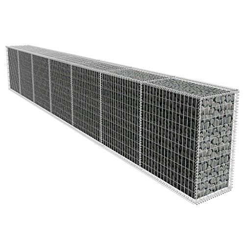 Festnight Gabion Wall Basket with Cover Outdoor Decoration 19.7" x 1.6" x 3.3" 11