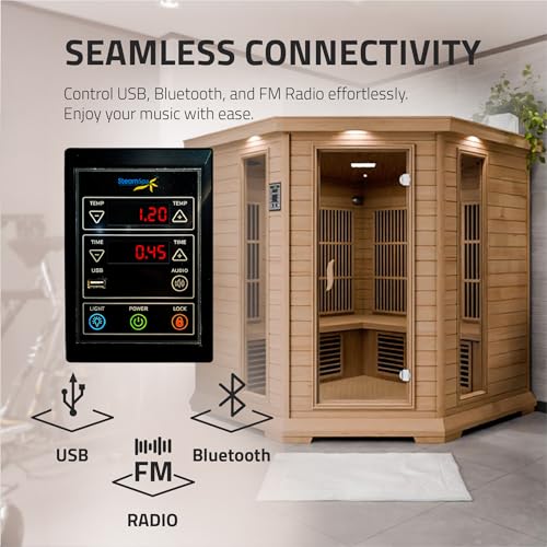 SteamSpa Infrared Hemlock Sauna Room with LED Control & Bluetooth