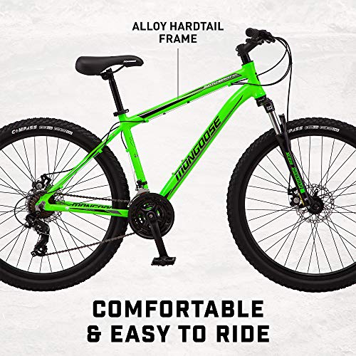 Mongoose Switchback Trail Hardtail Mountain Bike 21-Speed 27.5-Inch Neon Green