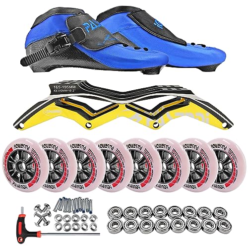 PASENDI Carbon Fiber Inline Speed Skates 4x110 Wheels Blue