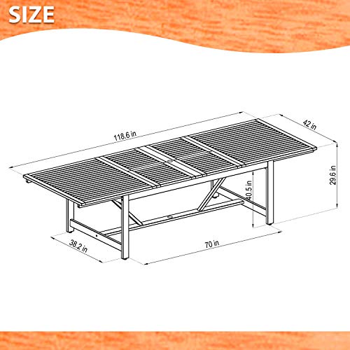 Brampton Patio Athens 11-Piece Outdoor Dining Table Set Light Teak Finish