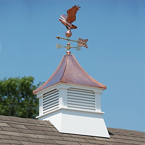 Accentua Olympia Cupola with Eagle Weathervane 24 in. Square 63 in. High White With Copper Roof