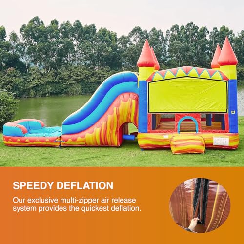 JumpOrange Commercial Inflatable Turbo Blaze Titan Bounce House Slide Combo Blue/Red/Yellow