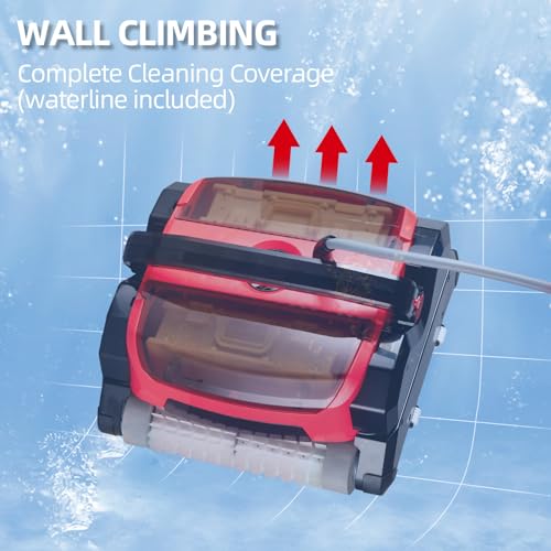 PioneerWorks Robotic Pool Vacuum Cleaner 130W Wall Climbing Red