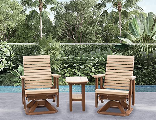 EcOasis Anchor Bay Amish Crafted Poly Outdoor Swivel Glider Birchwood on Antique Mahogany