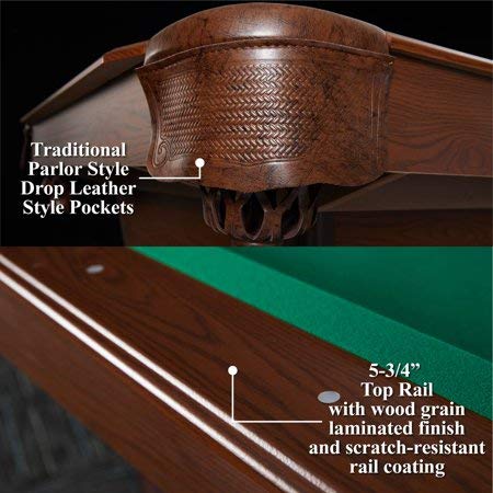 BARRINGTON 90" Ball and Claw Leg Pool Table with Cue Rack and Dartboard Set Green Cloth