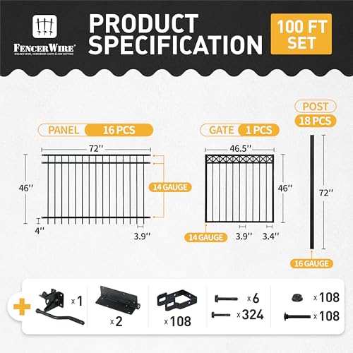 Fencer Wire 100FT Heavy Duty Flat Top Fence Barrier Kit Black