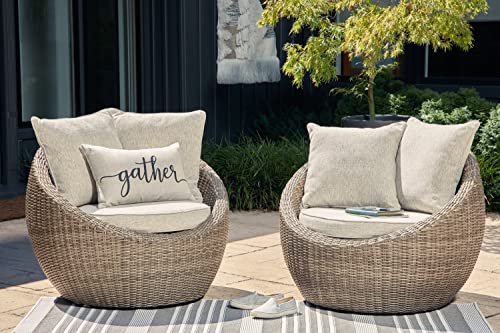 Signature Design by Ashley DANSON Swivel Lounge Chairs with Cushion, 2 Count, Light Brown