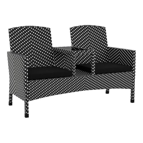 Furniture of America Azur Rattan 2-Piece Loveseat and Trash Can Set Black