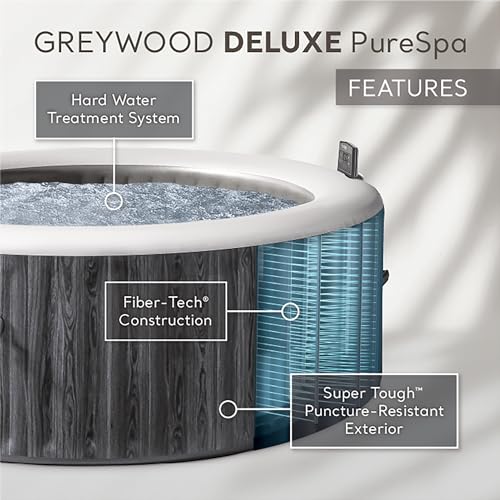 Intex Rechargeable Pool Vacuum Cleaner & 6 Person Bubble Massage Hot Tub Greywood