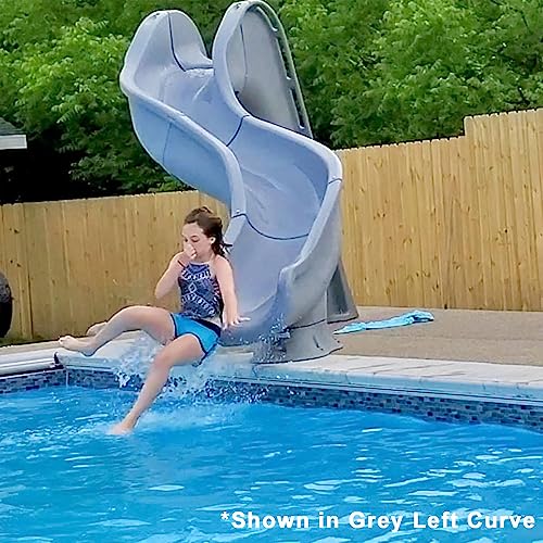 Global Pool Products RIP Tide Inground Swimming Pool Water Slide Deck Mounted Right Curve Turn Grey