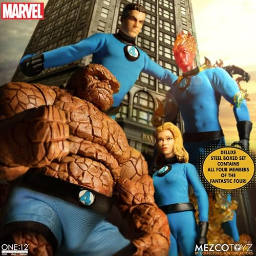 Mezco Fantastic Four One:12 Deluxe Multicoloured Action Figures Set