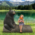 Design Toscano Black Bear on a Log Sculptural Bench 62 Inch Wide Black/Brown