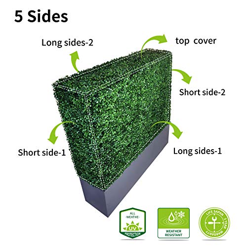AGPL Artificial Boxwood Hedge with Stainless Steel Planter Green 48"W x 12"D x 51"H