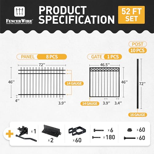 Fencer Wire 52FT Heavy Duty Pinnacle Fence Barrier Kit Black