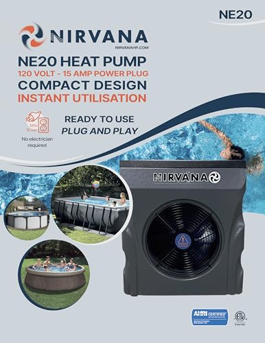 NIRVANA NE20 AHRI Certified Spa & Pool Heat Pump 19,800 BTU Gray/Black