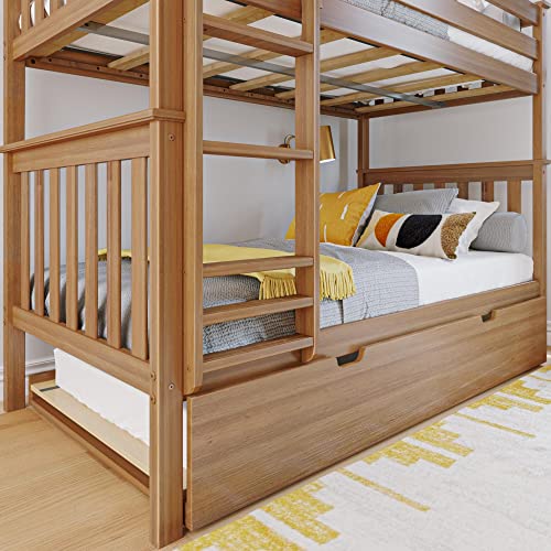 Max & Lily Twin-Over-Twin Bunk Bed with Trundle Pecan