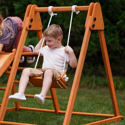 Avenlur Juniper 4-in-1 Outdoor Play Gym with Swing, Slide, Ladder, Climbing Wall - Indoor/Outdoor