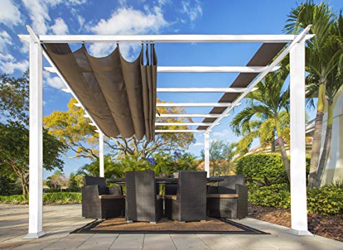 Paragon Outdoor 11’ x 16’ Florence Aluminum Pergola with Cocoa Canopy