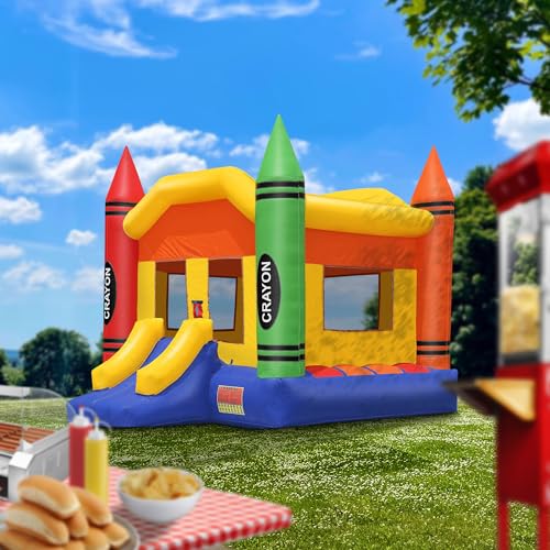 Cloud 9 Commercial Grade Crayon Castle Bounce House with Blower Multicolor