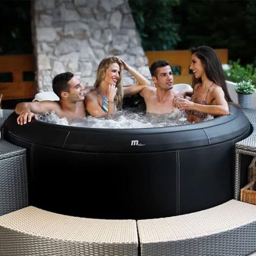 M Spa Premium 6-Person Round Hot Tub with 138 Bubble Jets and Thermal Cover, Black