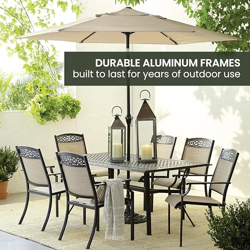 Hanover Lisbon 7-Piece Patio Dining Set Tan