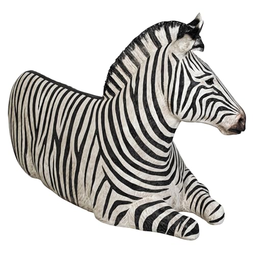 Design Toscano African Striped Zebra Photo-Op Sculptural Bench 68 Inch Black/White