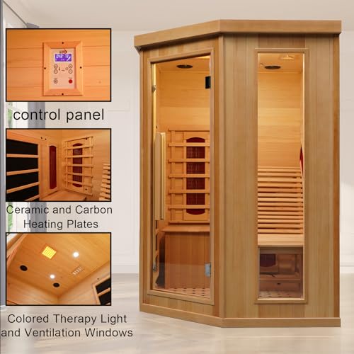 Smartmak Far Infrared Sauna Room 1 Person Canadian Hemlock Wooden