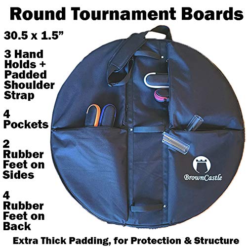 BrownCastle Crokinole Tournament Board with Carry Case Tracey Black