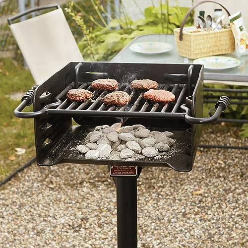 Pilot Rock Heavy Duty Steel Outdoor BBQ Charcoal Grill with 360 Degree Swivel Post Black