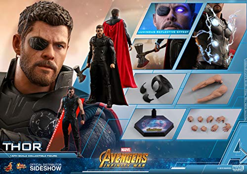 Hot Toys Marvel Avengers Infinity War Thor 1/6 Scale Action Figure Metallic Silver and Light Blue