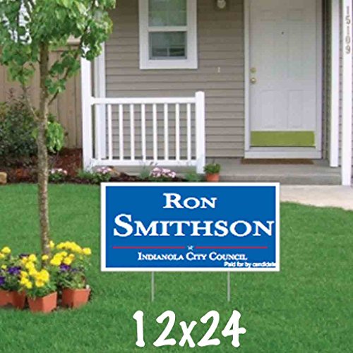 VictoryStore Custom Political Yard Sign 2-Sided Print with 2 Stakes Corrugated Plastic 18x24 Political_2