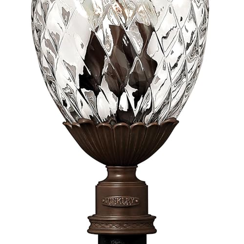 Hinkley Plantation Large Post Top Outdoor Lantern - 4-Light Pineapple Motif, Clear Optic Glass, Copper Bronze Finish