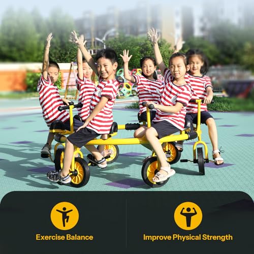 Amzealot Toddler Tricycle 360° Spin 6-Seater Yellow