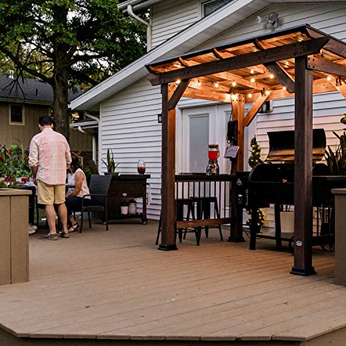 Backyard Discovery Saxony Cedar Wood BBQ Grill Gazebo Pavilion Light Brown