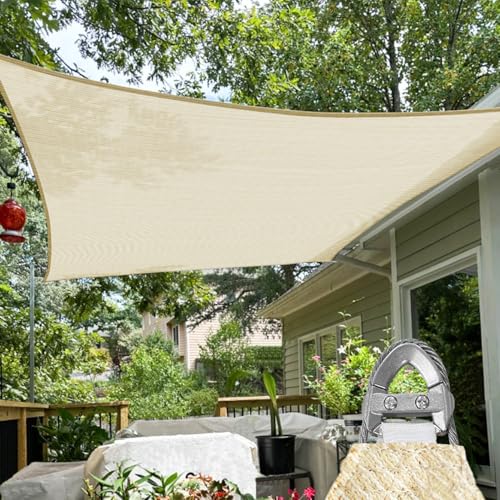 TANG Sunshades Depot Rectangle Sun Shade Sail with Steel Cable Reinforcement 45' x 47' Beige