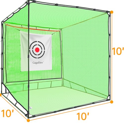 Gagalileo Golf Practice Hitting Nets Heavy Duty Portable Golf Cage 10x10x10FT