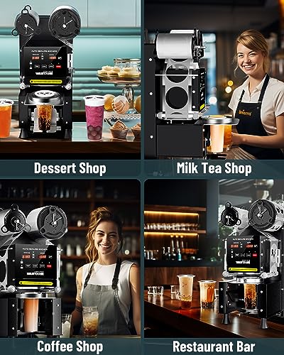 WantJoin Full Automatic Cup Sealing Machine 90/95mm Digital LCD Black