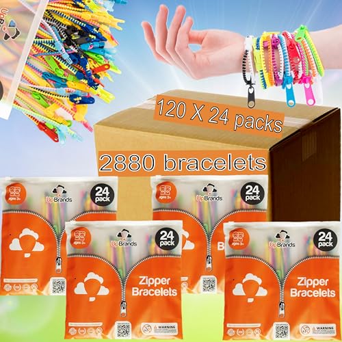 UpBrands Bulk Fidget Toys Zipper Bracelets 7.5 Inches Neon Colors