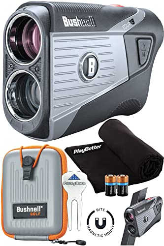 PlayBetter Bushnell Tour V5 Golf Laser Rangefinder Patriot Pack Bundle Standard - Patriot Pack, Towel & Extra Battery