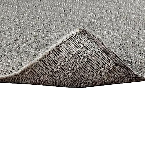 Benzara Handwoven Classic Textured Patio Leah Area Rug 8x10 Gray