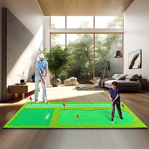 YUNIC Golf Putting Green Premium Nylon Training Mat Green