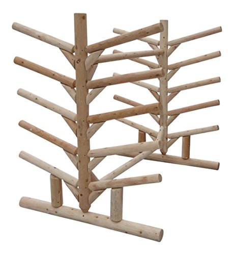 Log Kayak Rack 10 Place SUP Surfboard Rack Unfinished