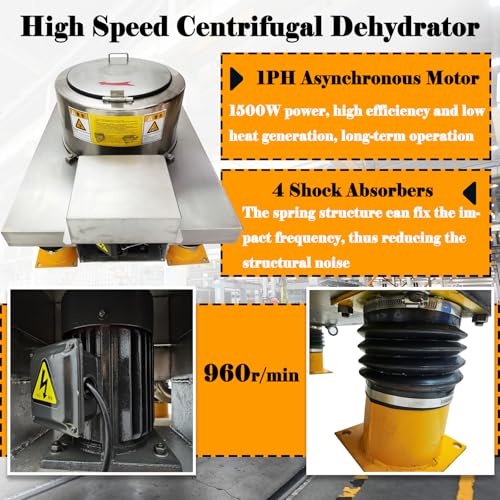 EQCOTWEA Industrial Centrifuge Machine Stainless Steel 1.5KW Gray